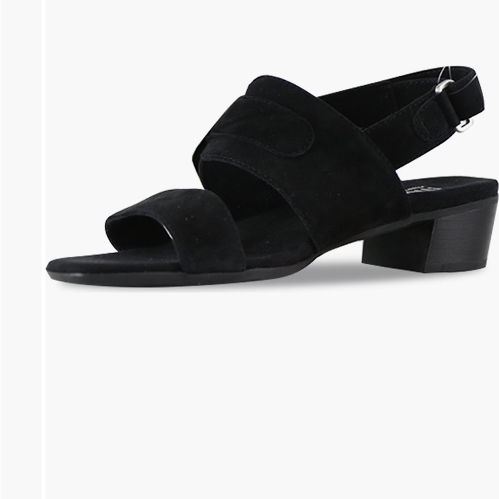 Munro Black and Silver Sandals with Low Block Heel - Picture 2 of 10